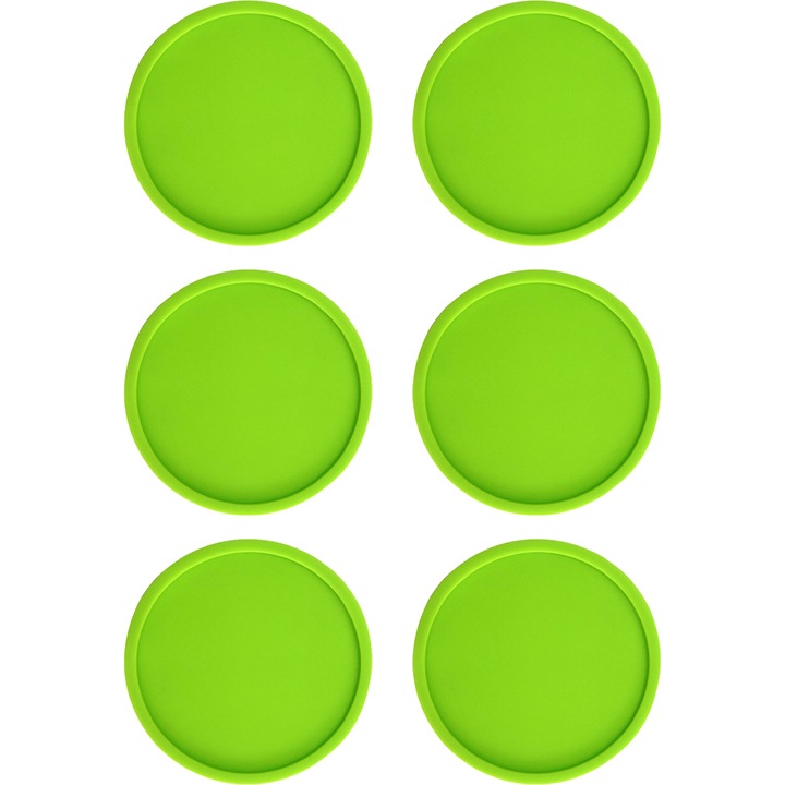 Set 6 suporturi bauturi, Design moder, Silicon, 10 cm, Verde