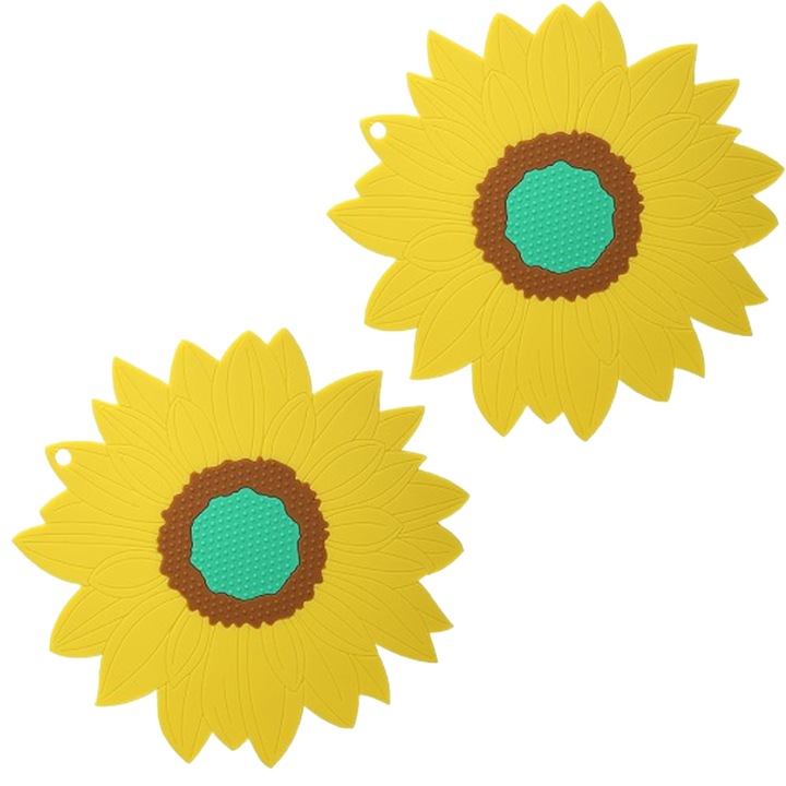 Rugalmas, hőálló edényalátét szett, napraforgó mintás, sárga, nagy méretű