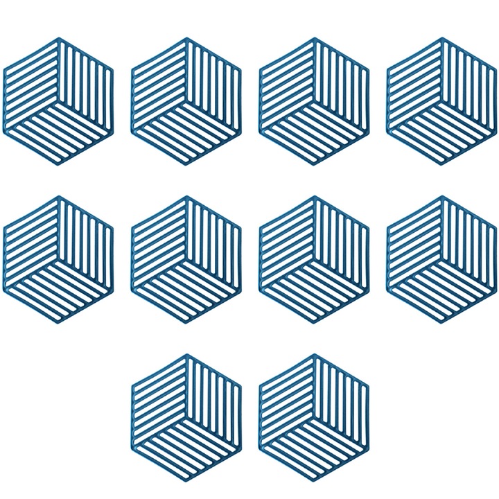 Set suporturi pentru pahare din pasla, 10 bucati, design hexagonal, usor de curatat
