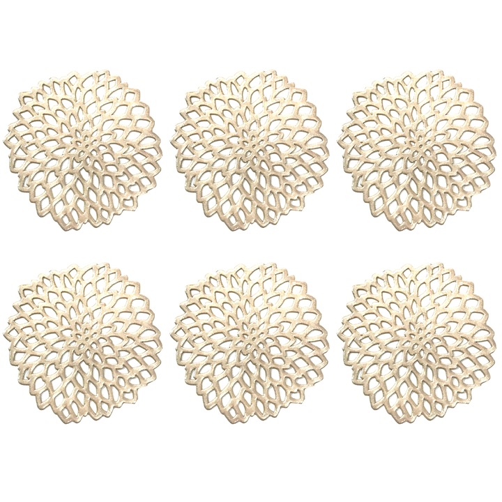 Set suporturi bauturi PVC, 6 bucati, 10.4cm, bej