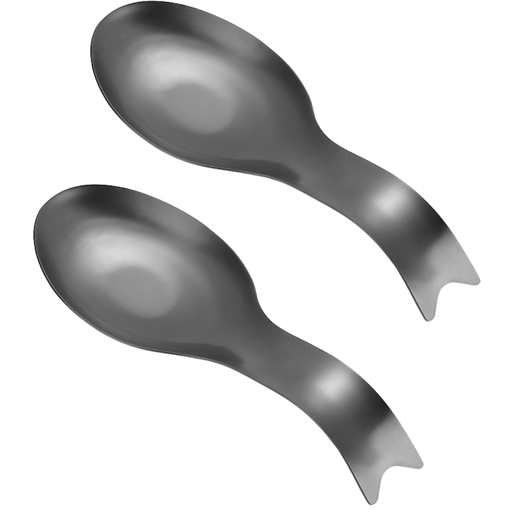 Set 2 suporturi pentru ustensile de bucatarie, inox, negru, echilibrat, usor de curatat