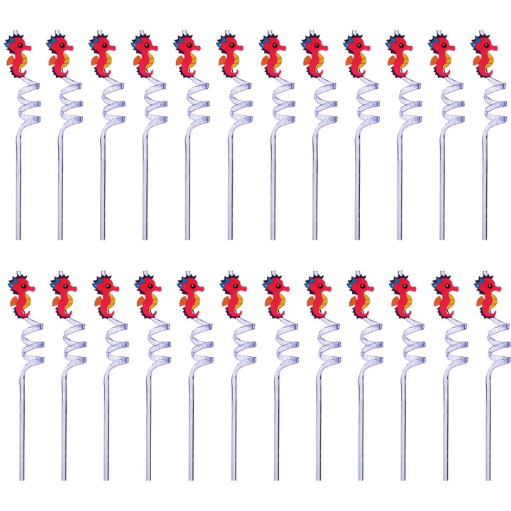 Set 24 paie reutilizabile, model calut de mare, plastic, multicolor, 25.5cm