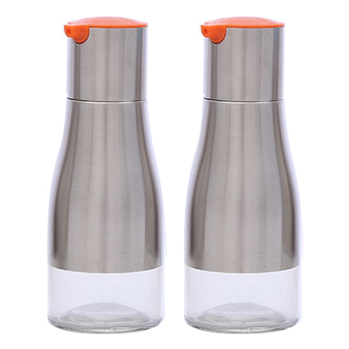 Set dispenser ulei si otet, 2 piese, inox, sticla, design elegant