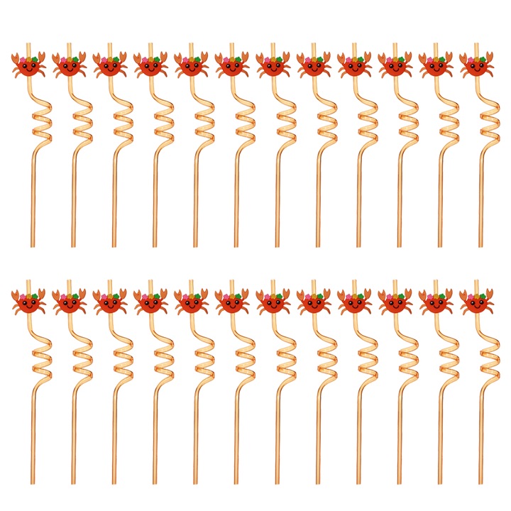 Set 24 paie reutilizabile, model rac, plastic, 25.5cm, portocaliu