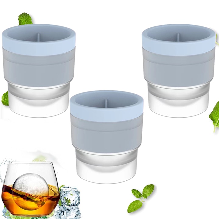 Kerek golyó jégformák, whisky jégforma, jéggolyók whisky koktélokhoz (jégkék)
