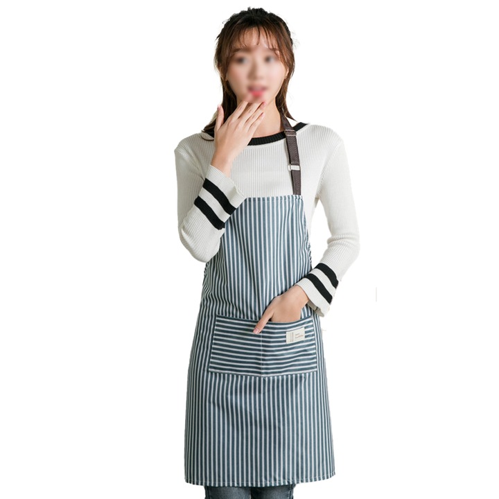 Комплект от 3 вида кухня, Cozevdnt, PVC, дизайн на райета, водоустойчив, 65 x 70 см, син / бял