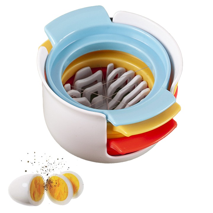 Feliator oua fierte, multifunctional 3 in 1, inox, ABS, alb