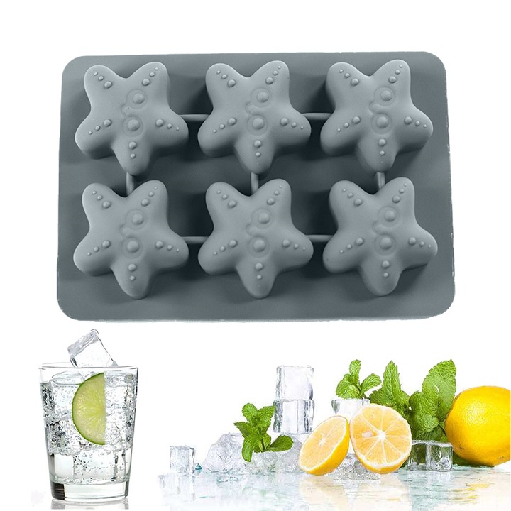 Tava pentru cuburi de gheata, cu deschidere usoara, pentru bauturi reci, whisky, cocktailuri, mancare, reutilizabila (gri)