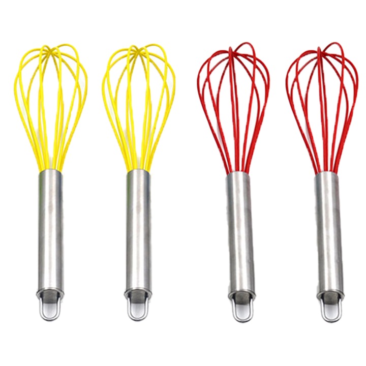 Set 4 mini teluri din silicon, QttvbTna, inox, multicolor