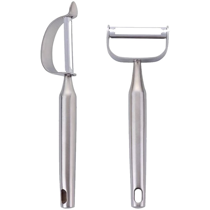 Set curatatoare legume si fructe HERUSI, inox, 2 tipuri, argintiu