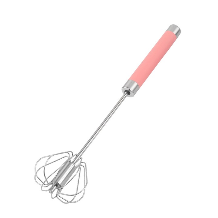 Tel semi-automatic din otel inoxidabil, 12 inch, pentru batut oua, roz