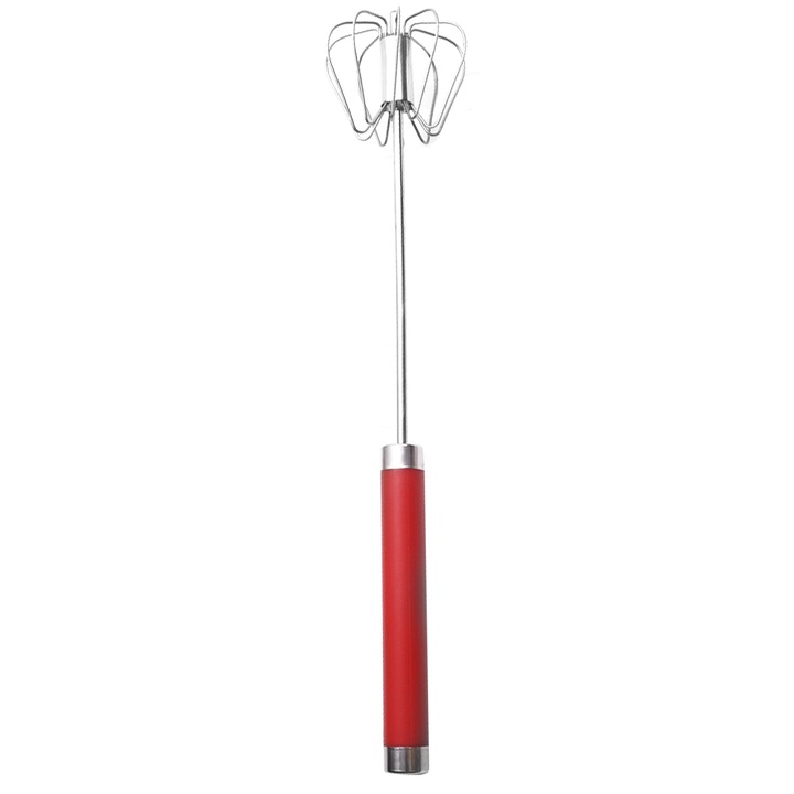 Tel manual semi-automat Cozevdnt, inox, maner lung, rosu, compatibil masina de spalat