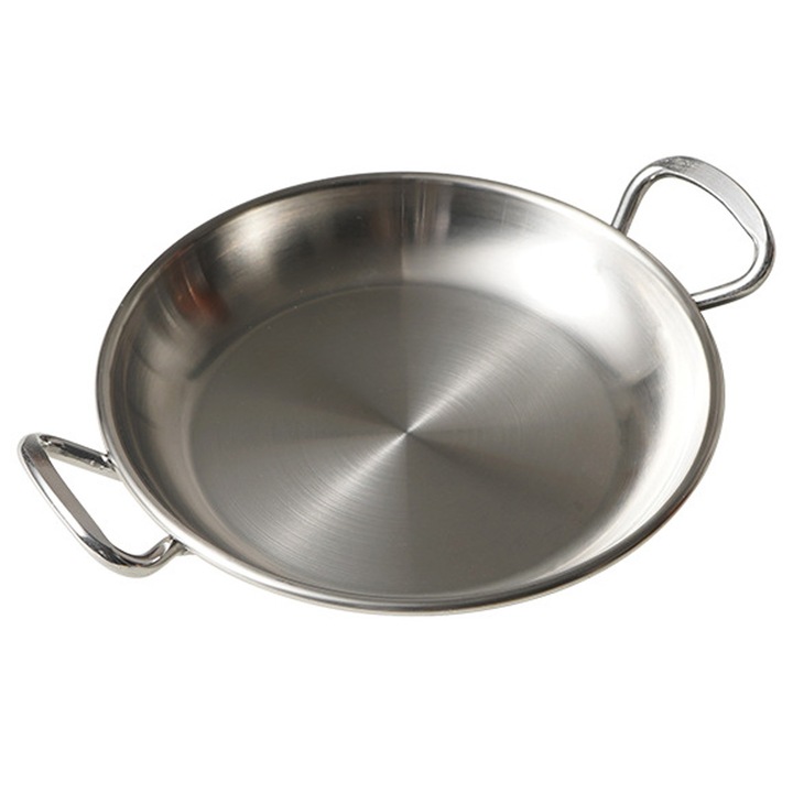 Kerek tálca, QttvbTna, Rozsdamentes acél, Újrafelhasználható, Egymásra rakható, 14,2 x 18,2 cm, Ezüst