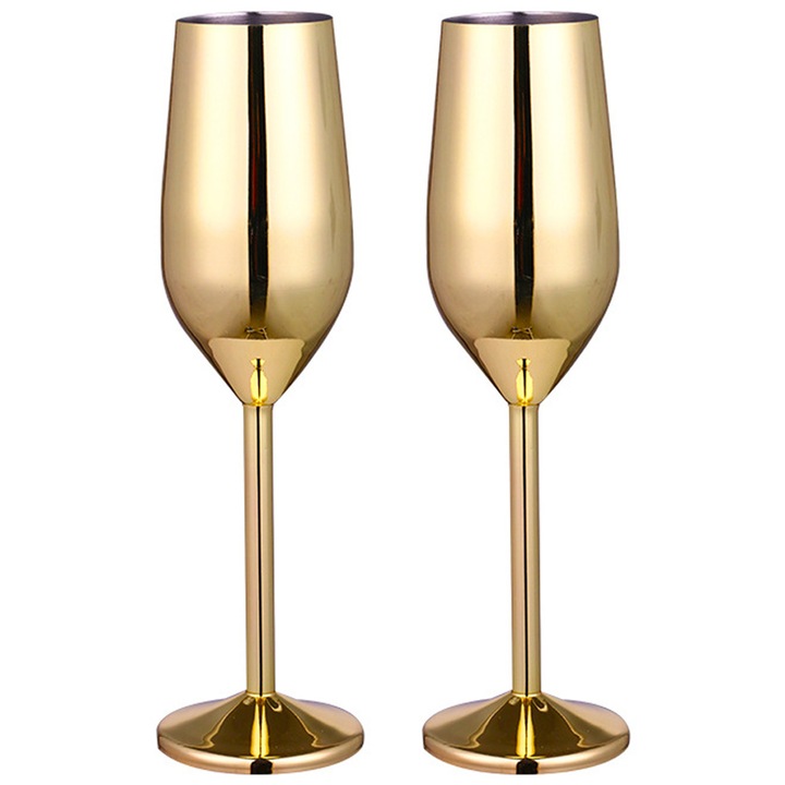 Set 2 pahare, Otel inoxidabil, Auriu de aur