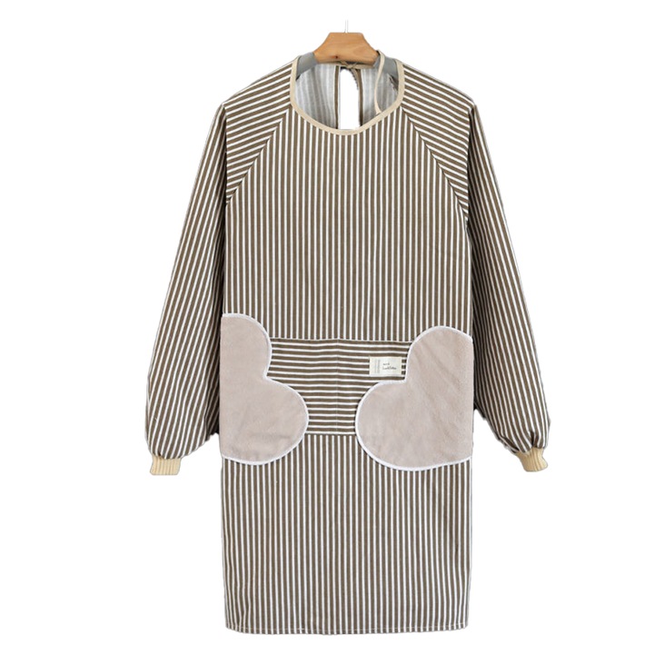 Sorturi cu maneca lunga din bumbac si in pentru femei, cu buzunare, cafea