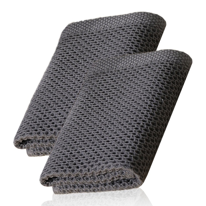 Set 2 Prosoape de bucatarie, Cozevdnt, Bumbac, Super absorbant, 34 x 34 cm, Gri inchis