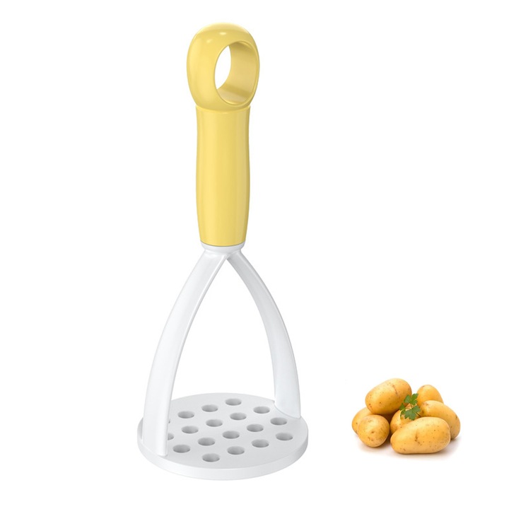 Pisalog de cartofi Cozevdnt, ergonomic, polipropilena, galben/alb