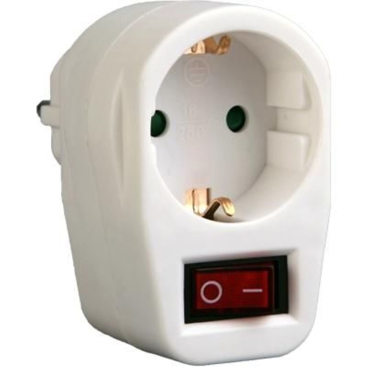 Stecher cu intrerupator, Mentavill, 1 schuko, 16A, protectie copii