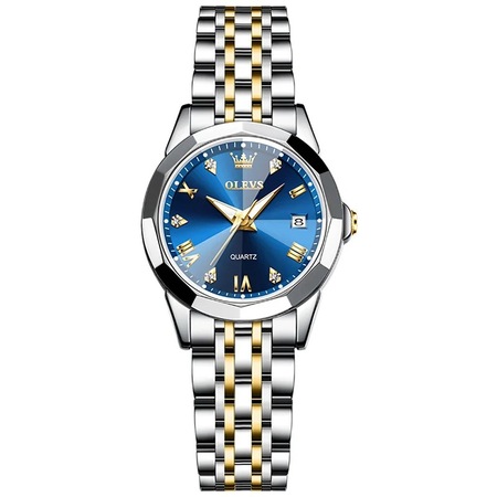Ceas dama de mana Olevs Quartz Luxury Business Elegant Casual Analog Argintiu/Albastru