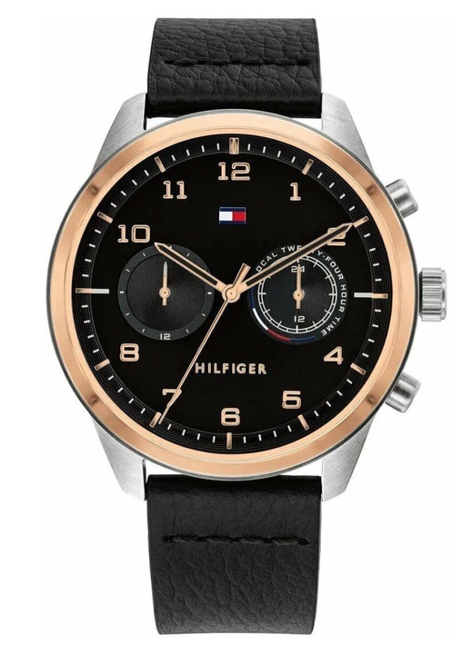 Ceas pentru barbati Patrick, TOMMY HILFIGER, Quartz, Piele, Negru