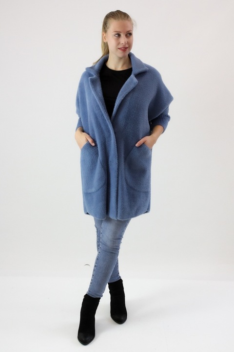 Jacheta dama, Poliester\Lana, Albastru, Universal