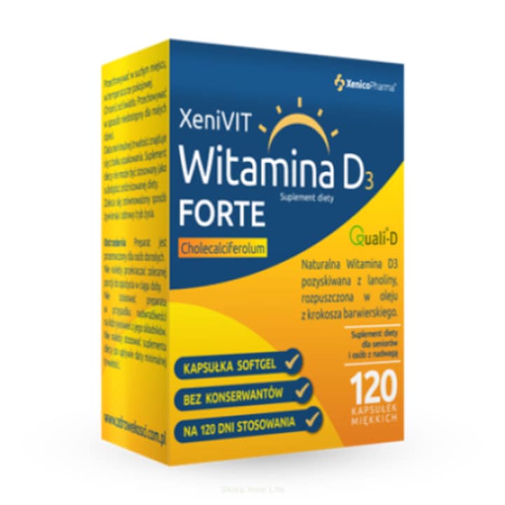 Хранителна добавка, Xenico, Vitamin D Forte, 120 капсули