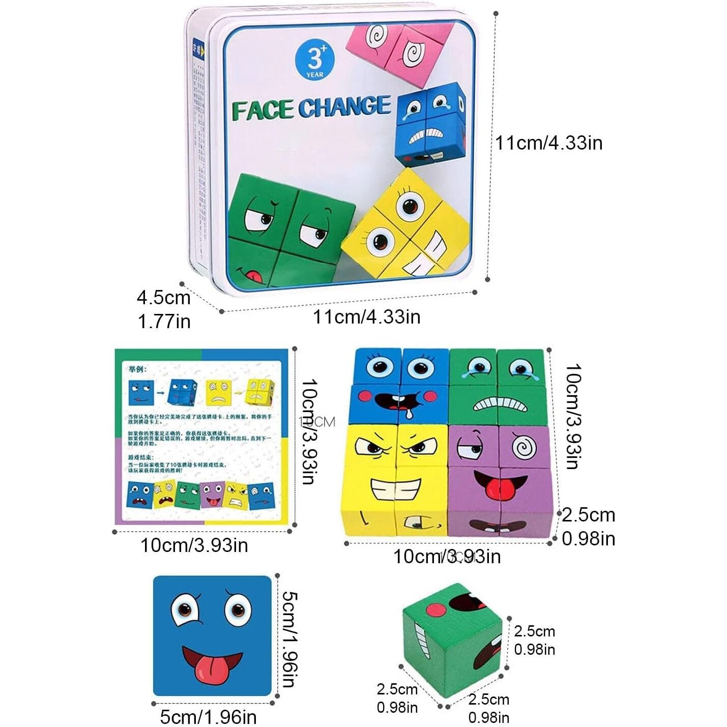 Set 16 Cuburi de Constructie din Lemn, 4 Jucatori, 64 Posibilitati cu ...