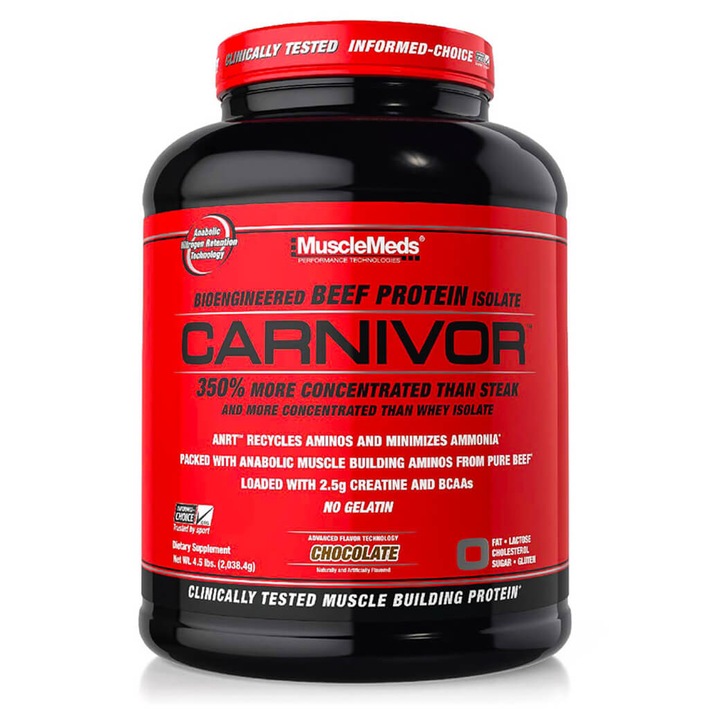 Proteina, MuscleMeds, Carnivor, Cu aroma de ciocolata, 2038g