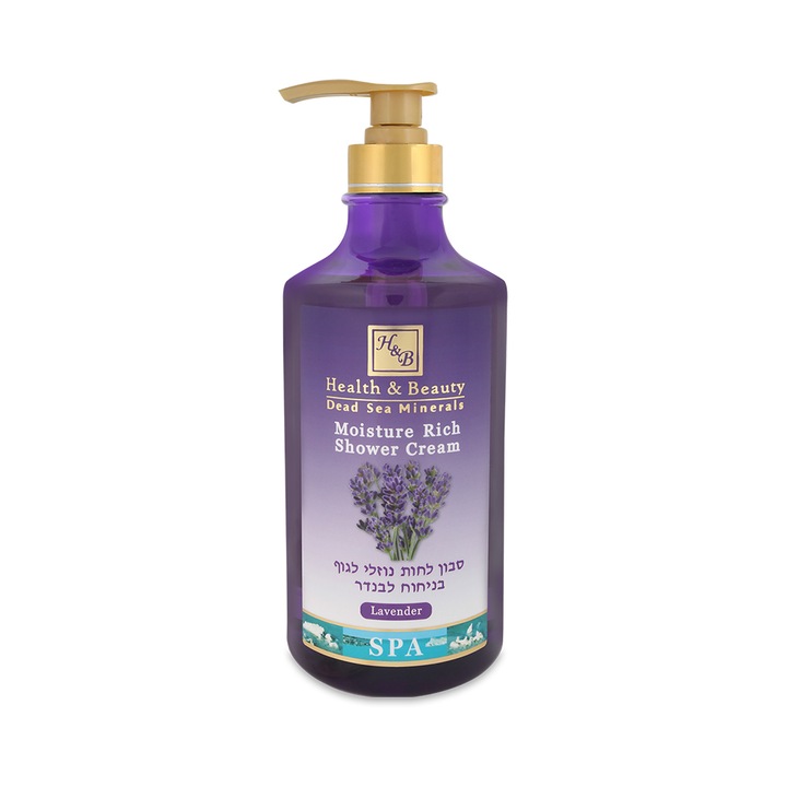 Gel de dus cu lavanda, Health and Beauty Marea Moarta, fara parabeni, 780 ml