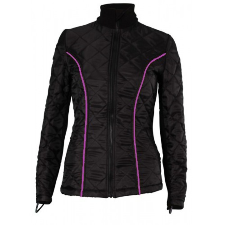 Geaca dama, Procean after-dive jacket, neagra, stripe, Negru/Portocaliu