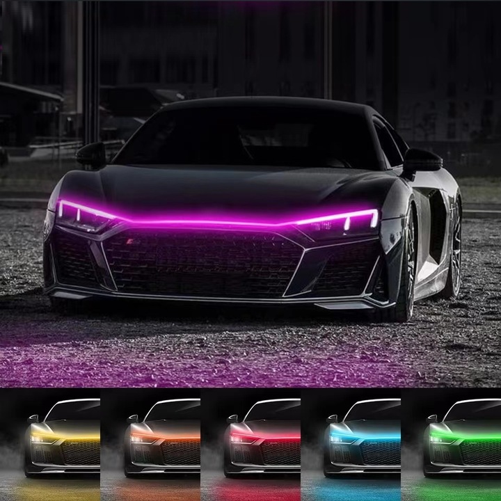 LED-es motorháztető világítócsík, feszültség 12V, hossz 180cm, Többszínű fény, RGB
