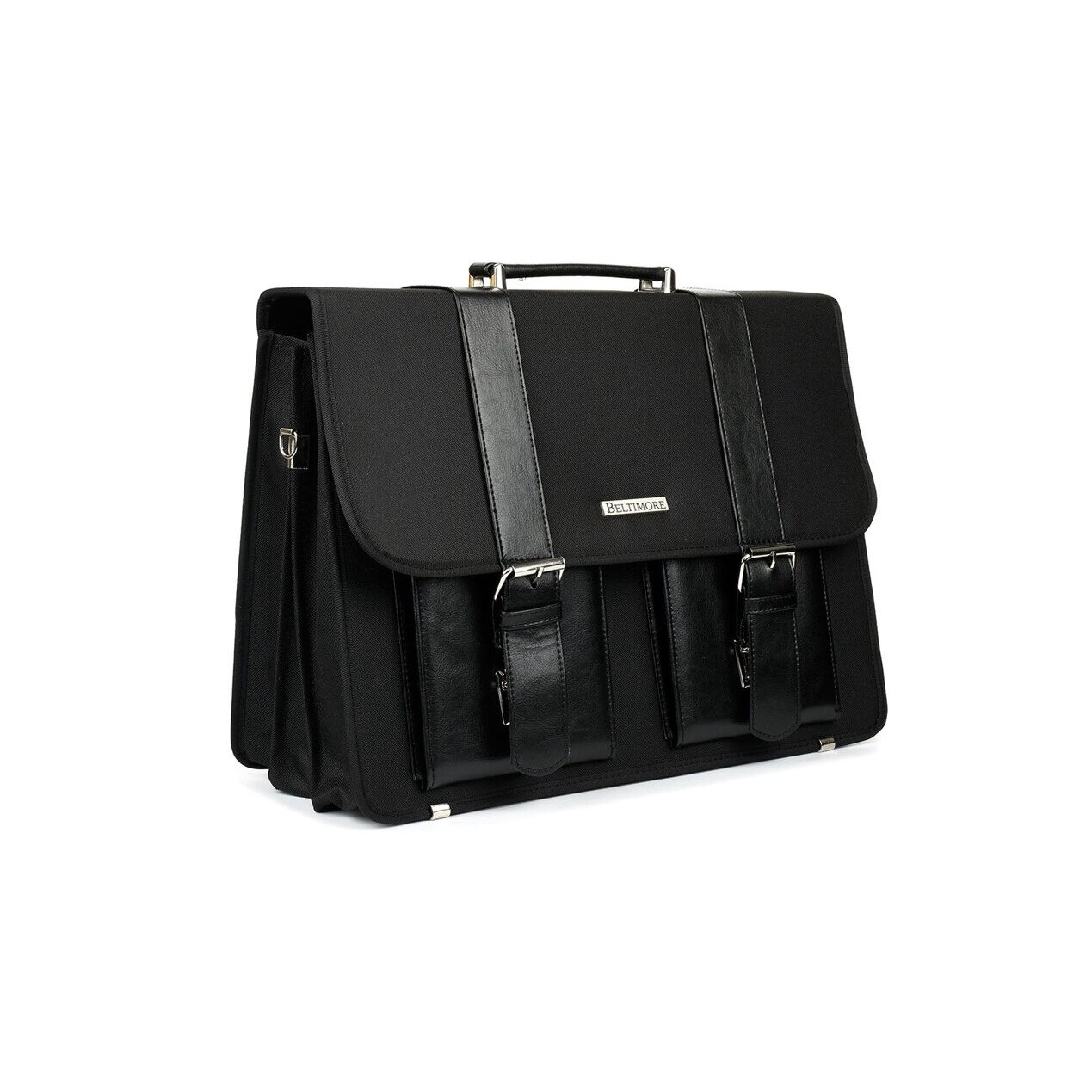 Servieta eleganta cu spatiu pentru laptop de 15.6", Beltimore, Piele ecologica, 42 x 17 x 31 cm, Negru