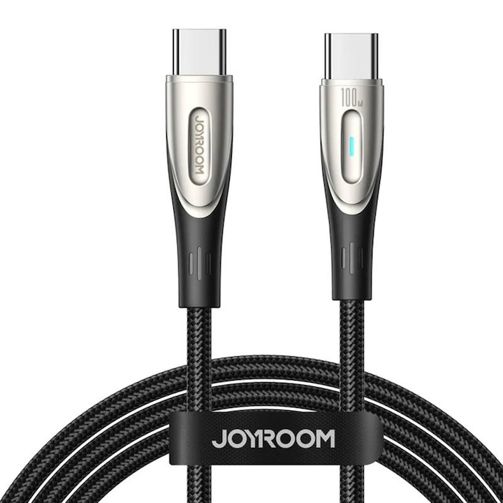 Kábel a töltéshez és adatátvitelhez Joyroom Star-Light SA27-CC5, USB-C-USB-C, 100 W, 3A, 480 Mbps, 1,2 m, Fekete
