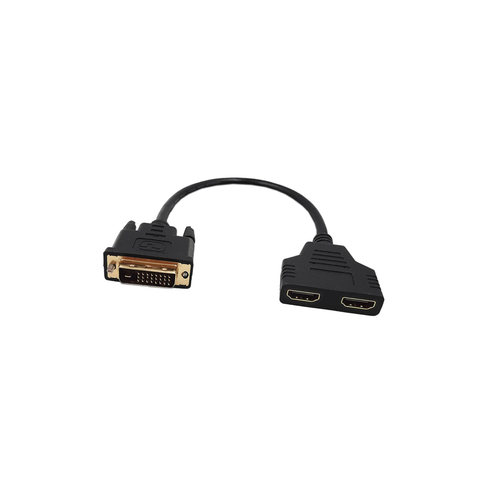 DVI към HDMI видео кабел с адаптация за двоен сплитер, 24+1 пина, черен ...