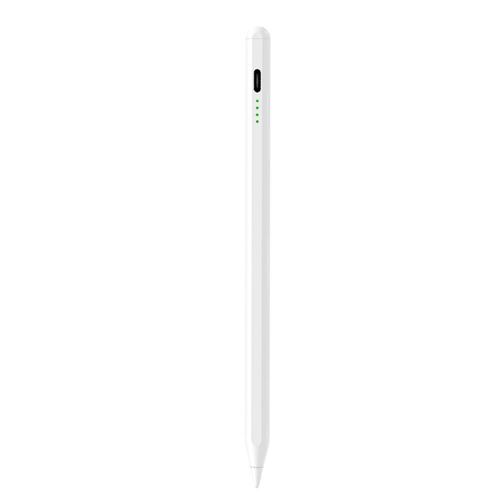 Стилус iPad Pen, KINSI, функция за отхвърляне на дланта, наклонен натиск, USB-C, бял