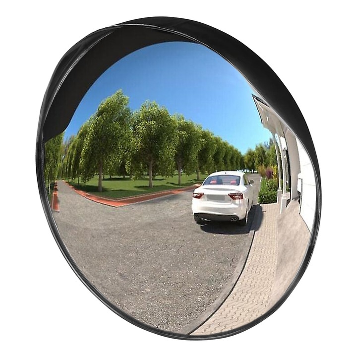 Oglinda auto rutiera convexa cu vedere panoramica, asigura un unghi larg de vizibilitate trafic