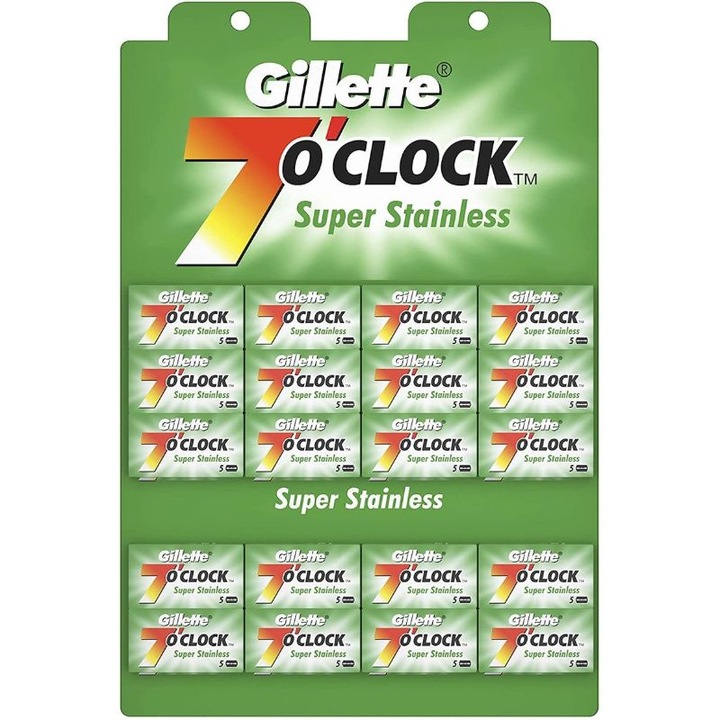 Rezerve lame de barbierit Gillette 7 O'clock Super Stainless, set 100 buc