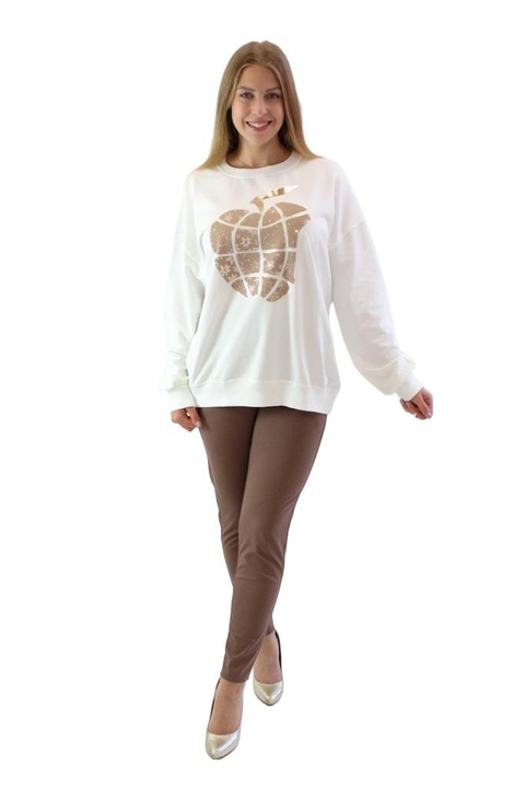 Bluza dama, Bumbac, Crem, Crem, L-XL