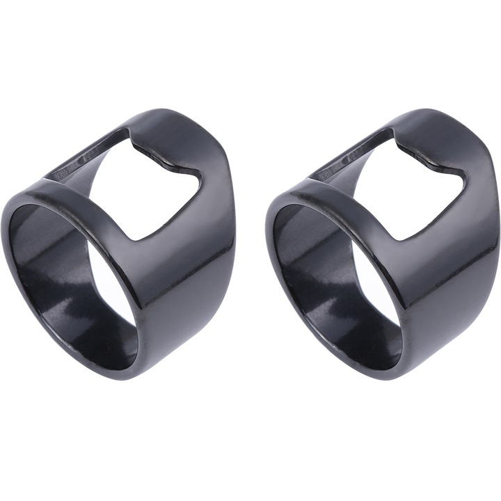Set 2 inele Deschizator de Sticle pentru barbati, Otel Inoxidabil, Negru