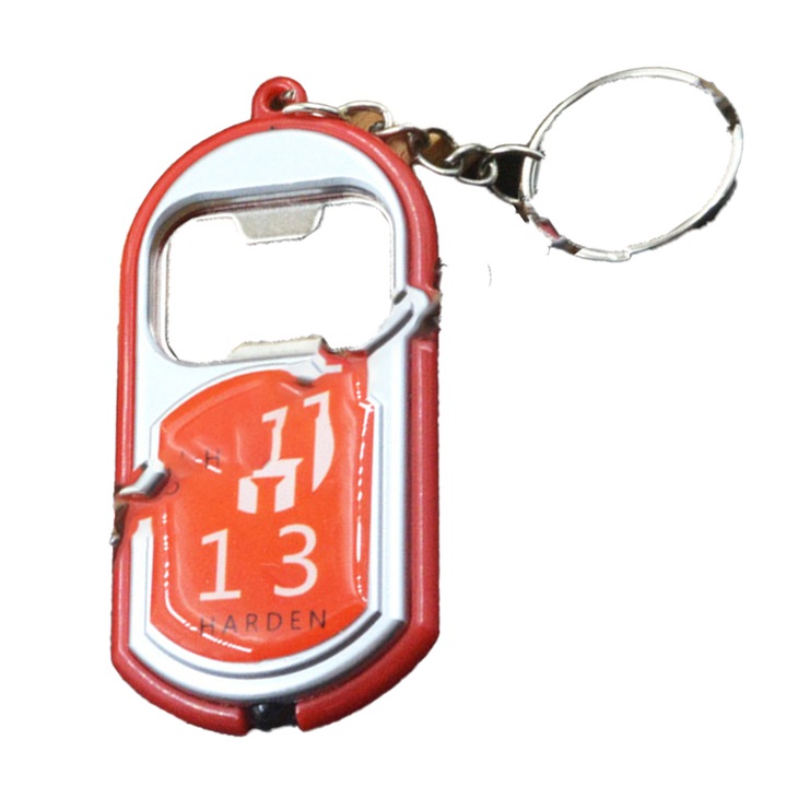 Fém dugóhúzó kulcstartó partikhoz. LED-es világítású dugóhúzó, 13-as medálos kulcstartó