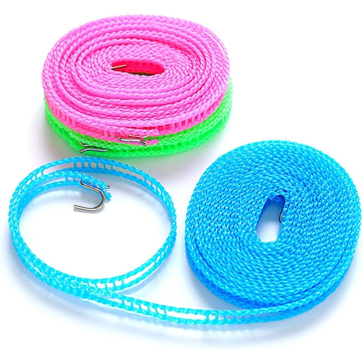 Ruhaszárító készlet, QttvbTna, strapabíró nylon, gubancmentes kivitel, 5m, többszínű