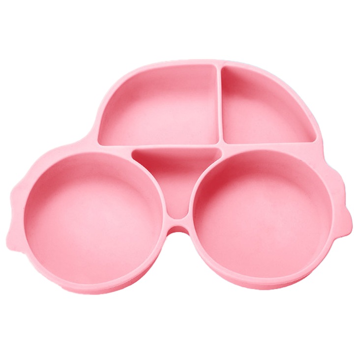 Szilikon tányér babáknak, Jormftte, autó forma, rózsaszín, csúszásmentes, 30x40cm