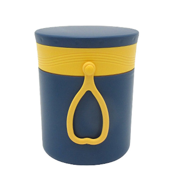 Jormftte újrafelhasználható tál, evőeszköz készlettel, snack rekesszel, kékeszöld-sárga, hordozható