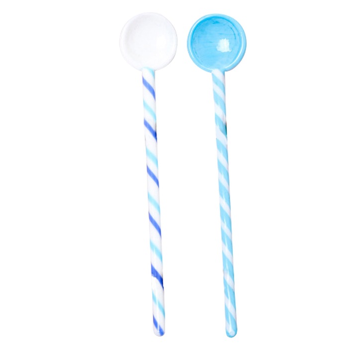 Yanyxr BST3017440-2 üvegkanalak, boroszilikát hőálló, kézzel készített, 170 mm, fehér/kék, 2 db-os szett