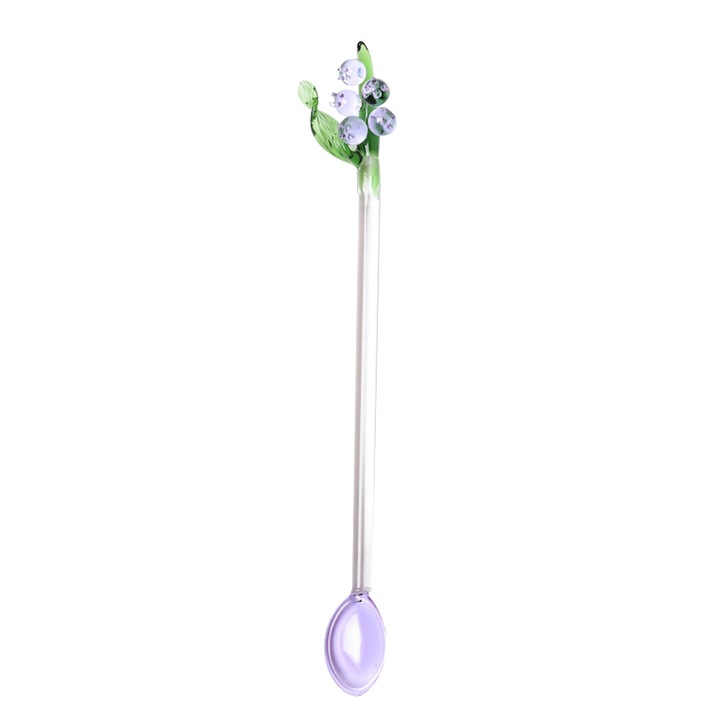 Set lingurite pentru cafea QttvbTna, 18.2x2cm, sticla borosilicata, multicolor