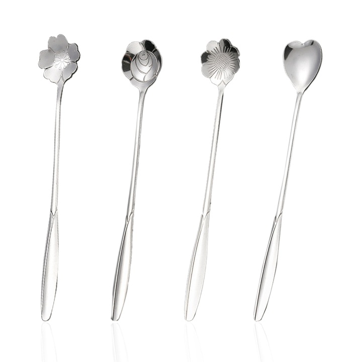 Set 8 linguri cu maner lung, Inox, 18cm, Argintiu
