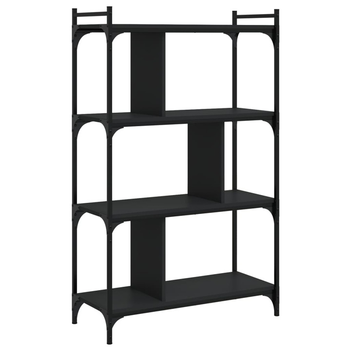 Biblioteca cu 4 niveluri vidaXL, negru, 76x32x123 cm, lemn prelucrat, 16.3 Kg
