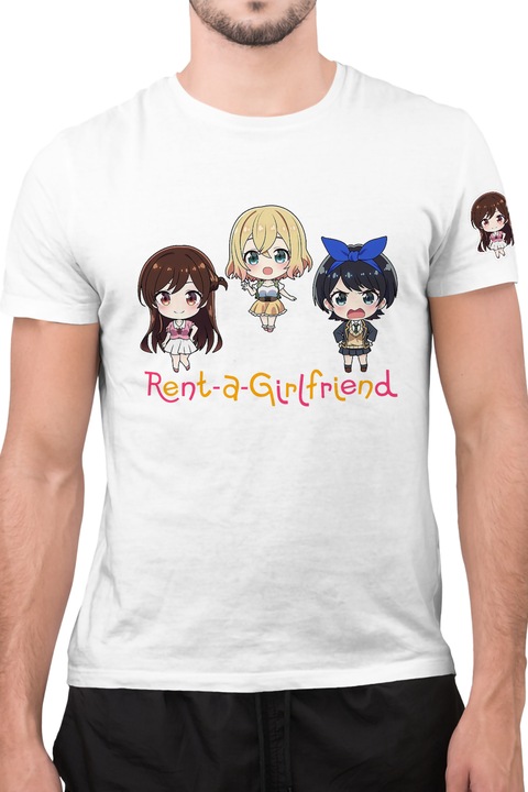 Férfi Póló Rent A Girlfriend Ruka Sarashina Mami Nanami Chizuru, Fehér, L méret