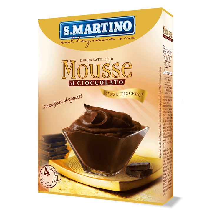 Preparat pentru Mousse de ciocolata fara gluten, fara coacere (4 portii), S.Martino, 115g