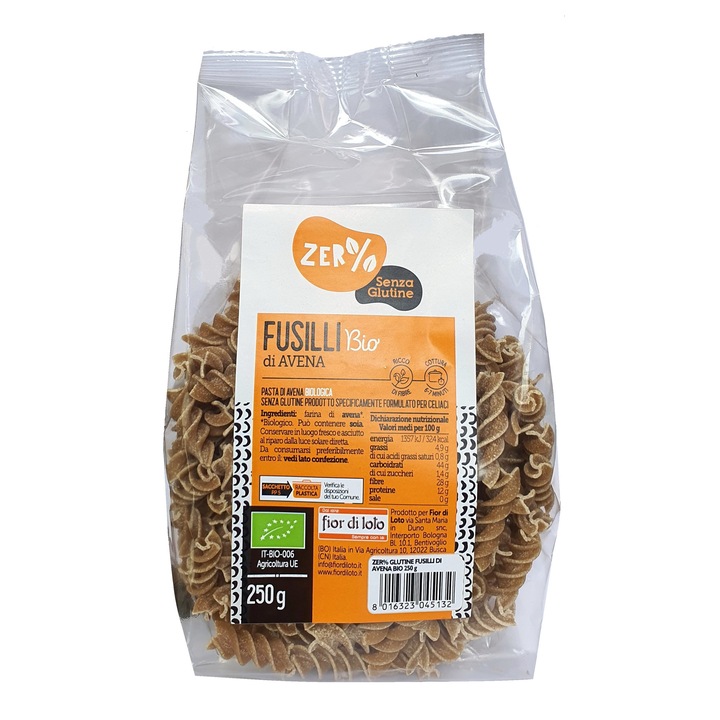 ECO Paste Fusilli din ovaz, fara gluten, Fior di Loto 250g